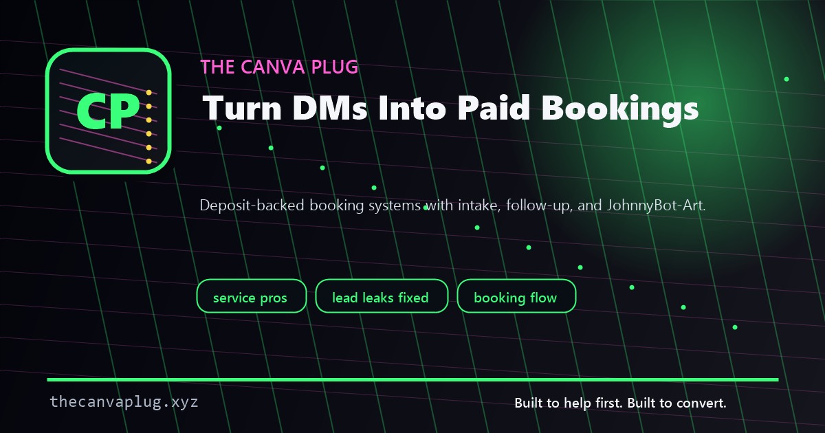 The Canva Plug booking system dashboard